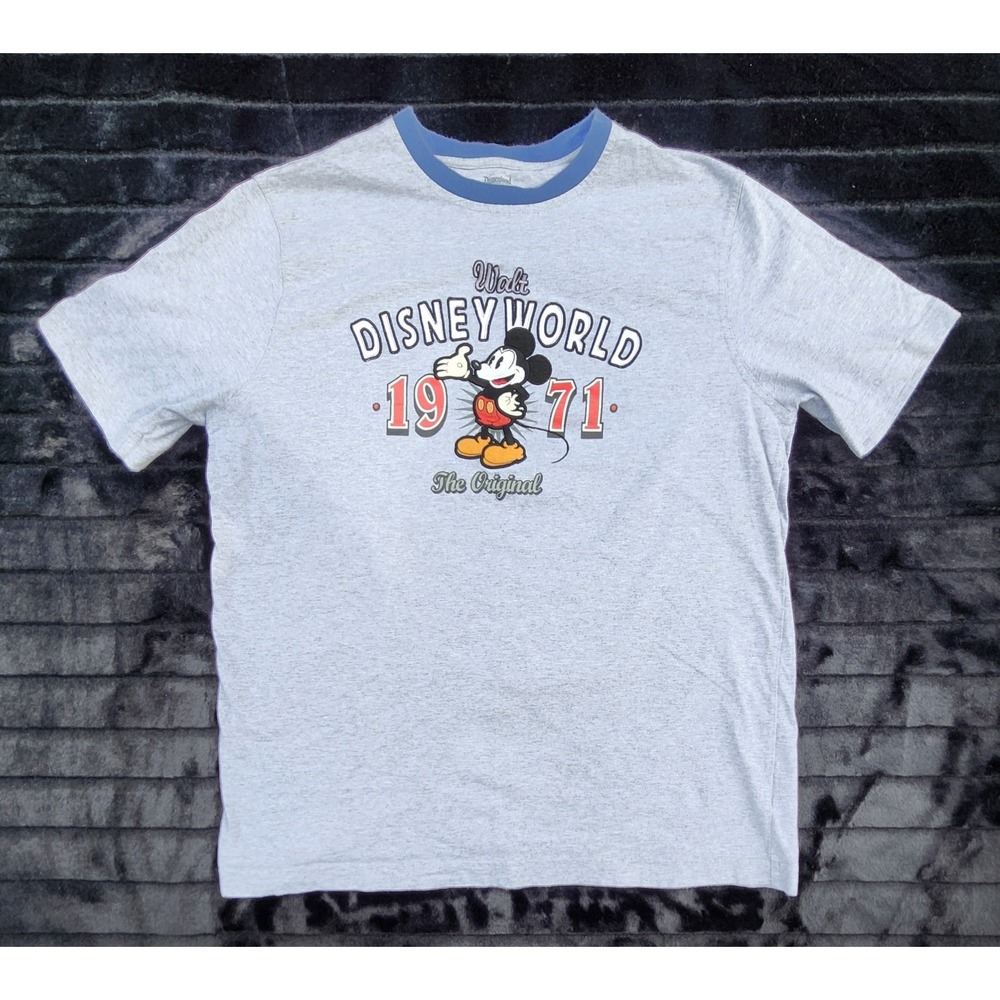 Walt Disney World Mickey Mouse Embroidered Short Sleeve T Shirt Men's L Cartoon